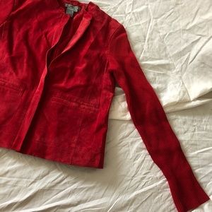 Co & Eddy Suede Knit Sleeve Jacket Sz 6 Red